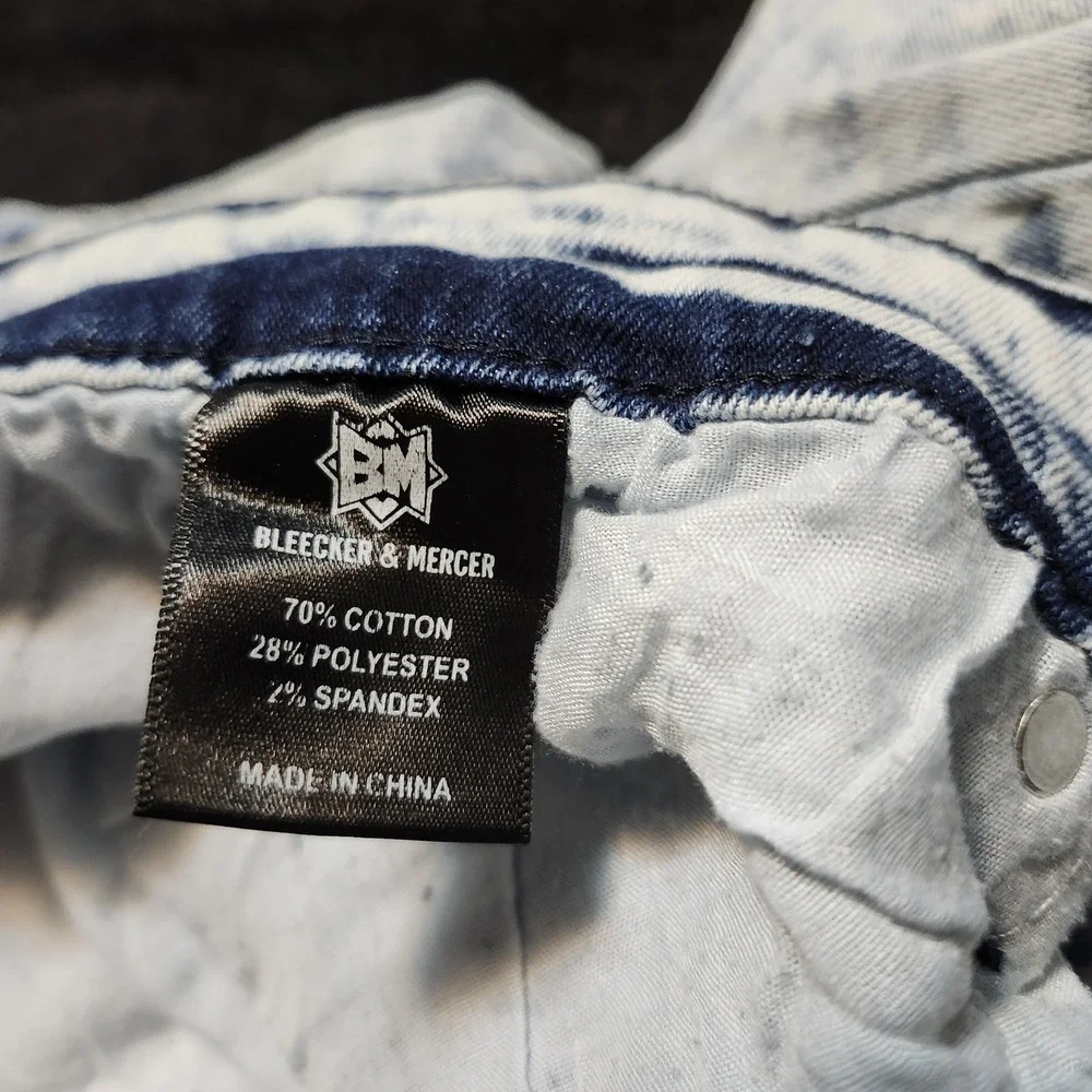 Bleecker & Mercer Mens Jeans Size 42x32 Slim Acid Wash Denim Distressed